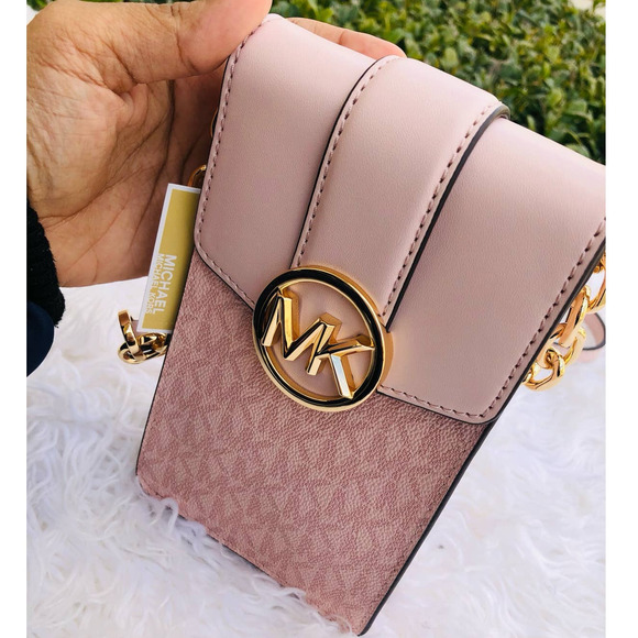 New Michael Kors purse crossbody phone case Pink Ballet Gold - Picture 2 of 9
